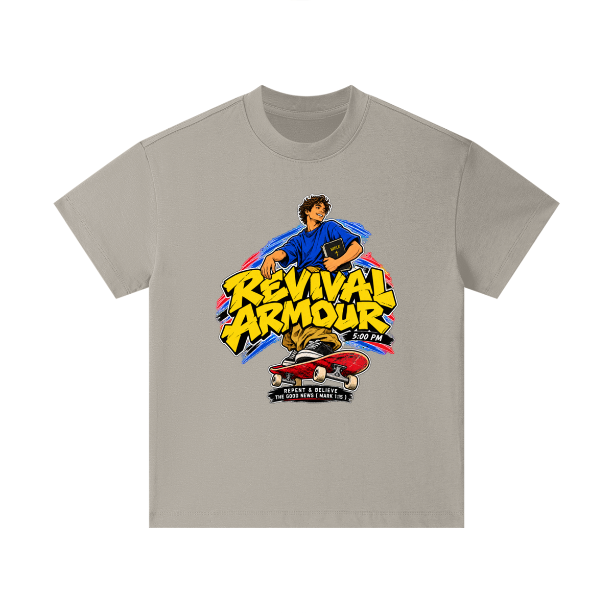 REVIVAL ARMOUR 5:00PM REPENT & BELIEVE THE GOOD NEWS ( MARK 1:15 ) Kids T-Shirt