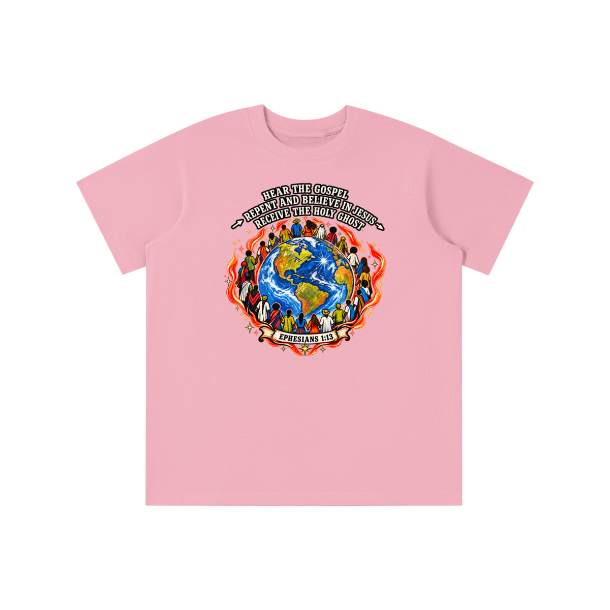 Hear the Gospel > repent and believe in Jesus > Receive the Holy Ghost youth T-shirt