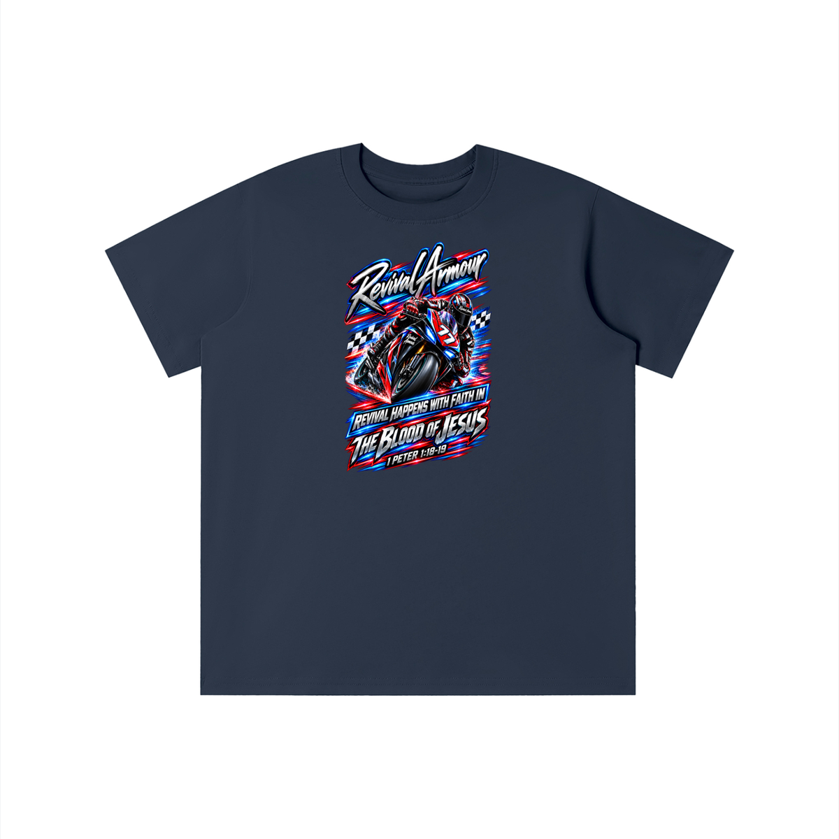 REVIVAL ARMOUR REVIVAL HAPPENS WITH FAITH IN THE BLOOD OF JESUS 1 PETER 1:18-19 youth T-shirt