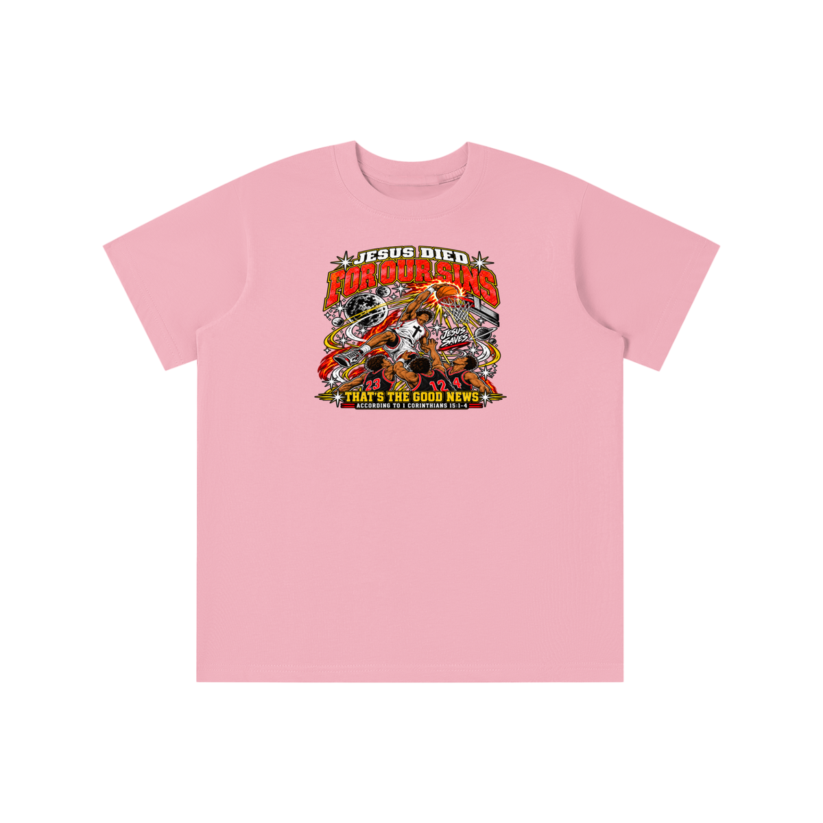 Jesus died for our sins that's the good news according to 1 Corinthians 15:1-4 youthT-shirt