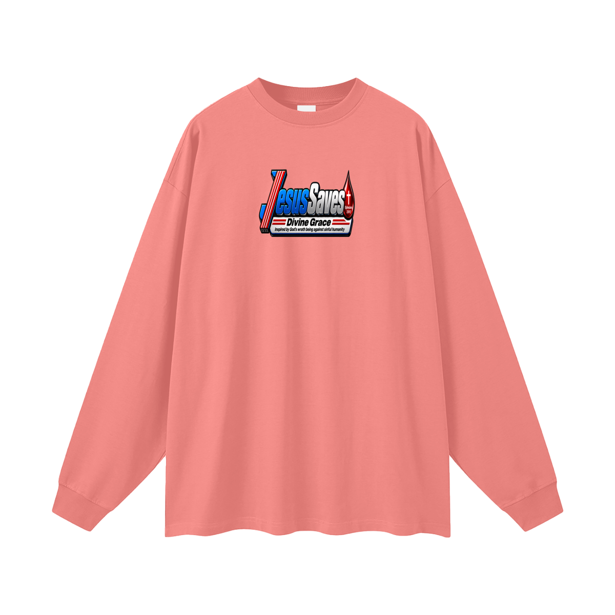 JESUS SVAES (EPHESIANS 2:8-9) DIVINE GRACE INSPIRED BY GOD'S WRATH BEING AGAINST SINFUL HUMANITY Long Sleeve T-Shirt