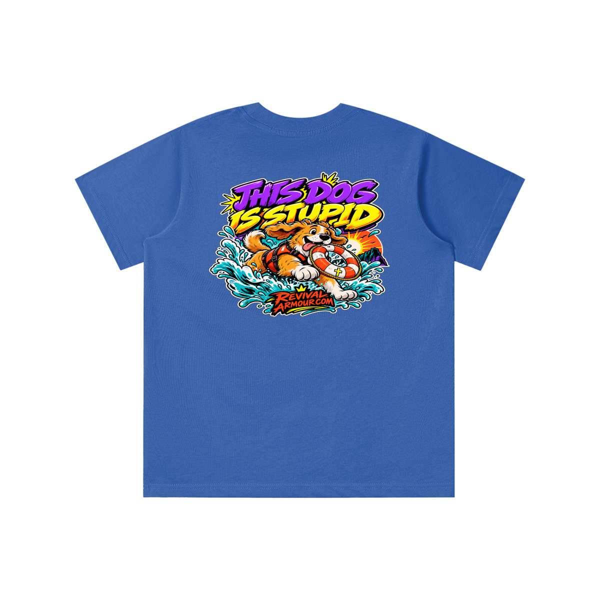 THIS DOG IS STUPID REVIVALARMOUR.COM youth T-shirt