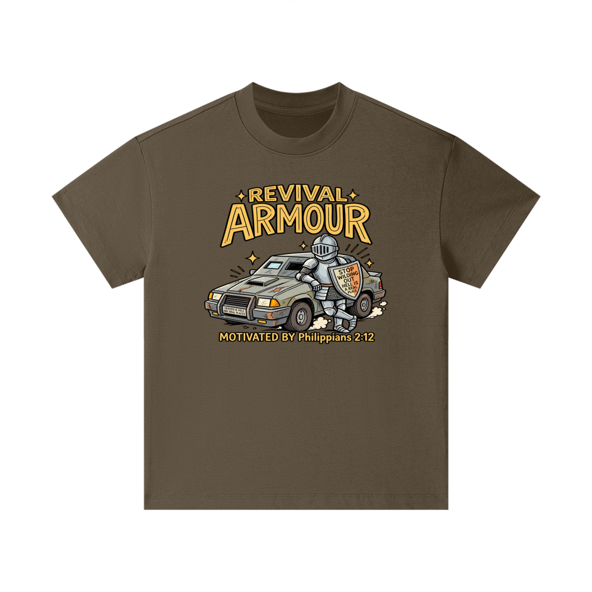 REVIVAL ARMOUR HEAVEN & HELL ARE REAL PLACES STOP WILDING OUT HELL IS A REAL PLACE MOTIVATED BY Philippians 2:12 Kids T-Shirt