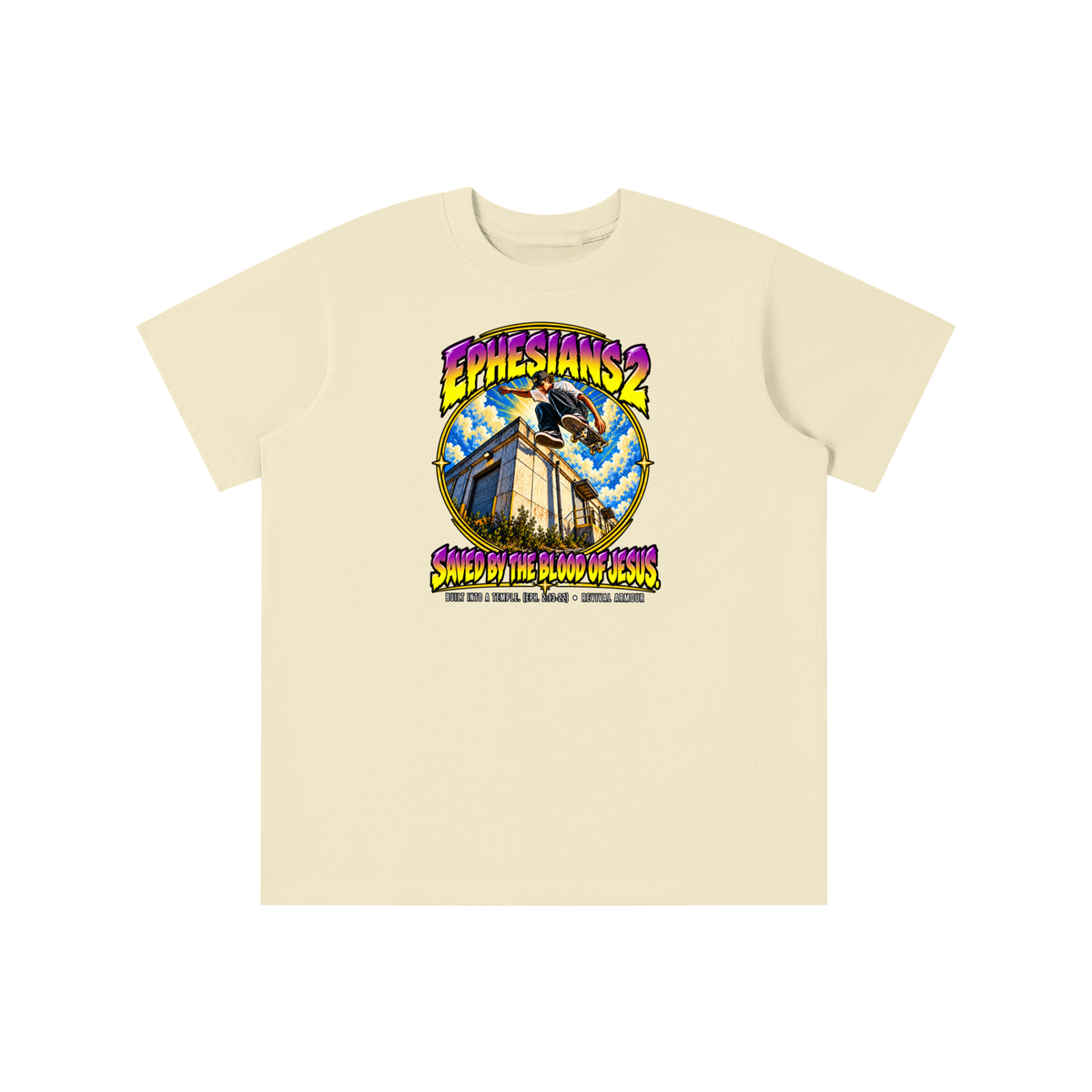 EPHESIANS 2 SAVED BY THE BLOOD OF JESUS BUILT INTO A TEMPLE. (EPH. 2:13-22) youth T-shirt