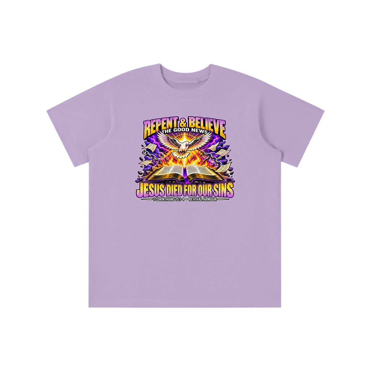 REPENT & BELIEVE THE GOOD NEWS JESUS DIED FOR OUR SINS youth T-shirt