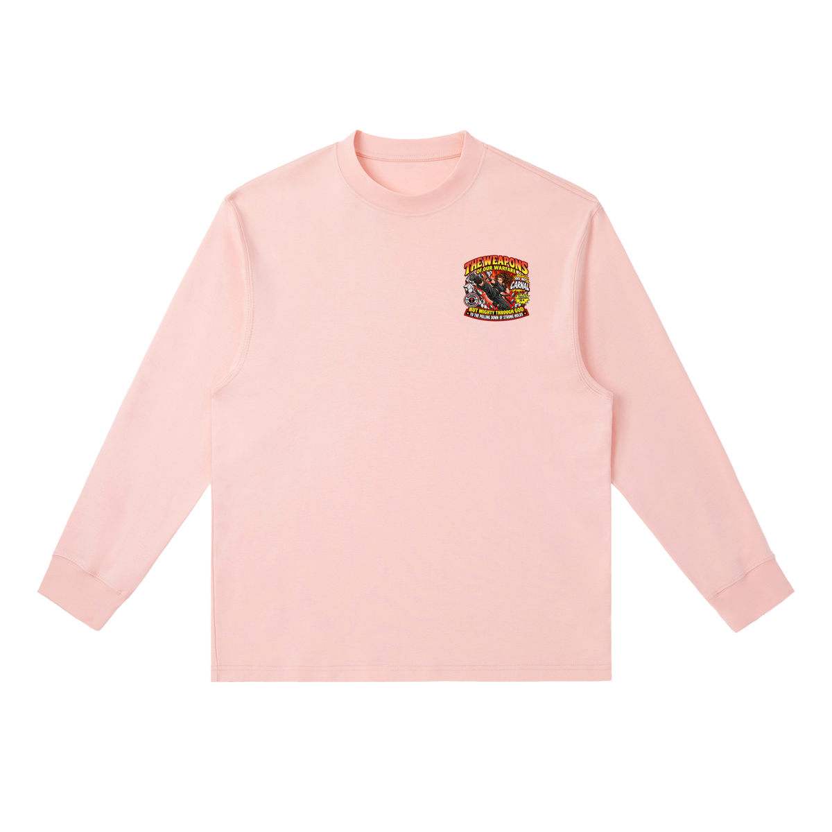 THE WEAPONS OF OUR WARFARE ARE NOT CARNAL INSPIRED BY 2 CORINTHIANS 10:4 BUT MIGHTY THROUGH GOD TO THE PULLING DOWN OF STRONG HOLDS REVIVAL ARMOUR Long-Sleeve T-Shirt