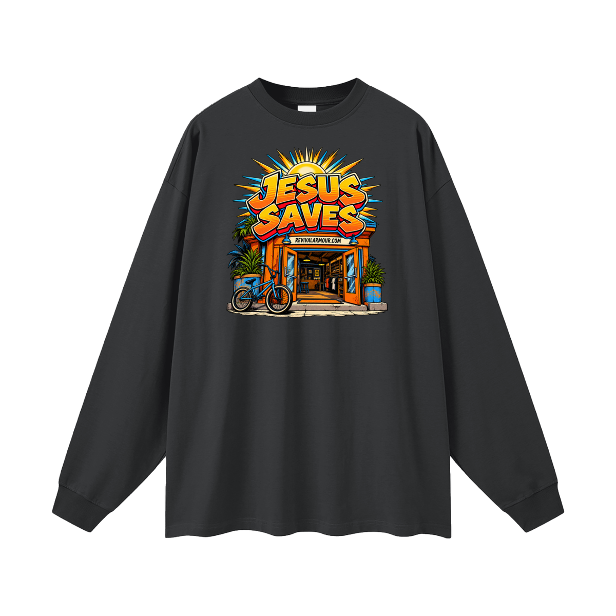 JESUS SAVES REVIVALARMOUR.COM Long Sleeve T-Shirt