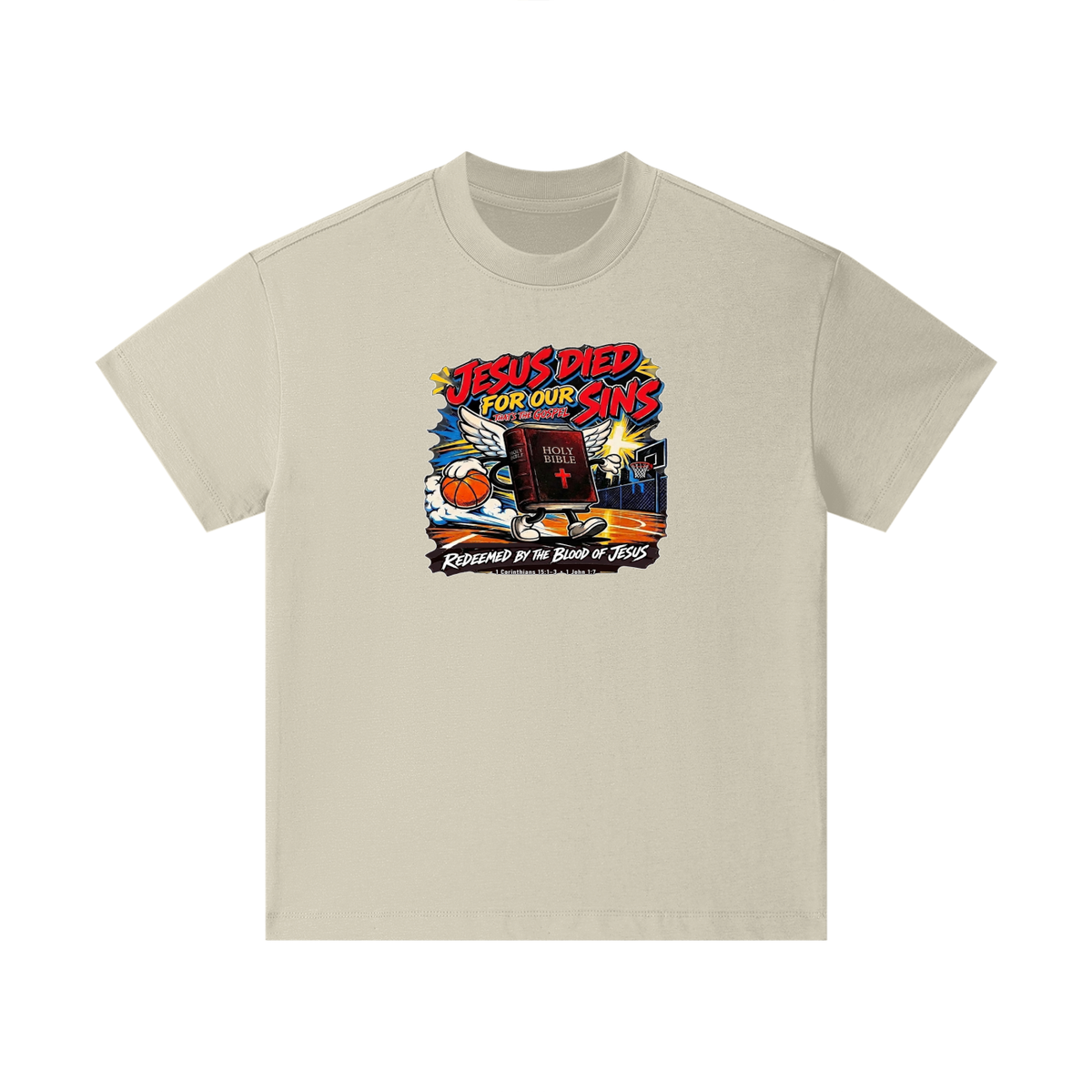 Jesus died for our sins that's the gospel redeemed by the blood of Jesus 1 Corinthians 15:1-3 . 1 John 1:7 Kids T-Shirt