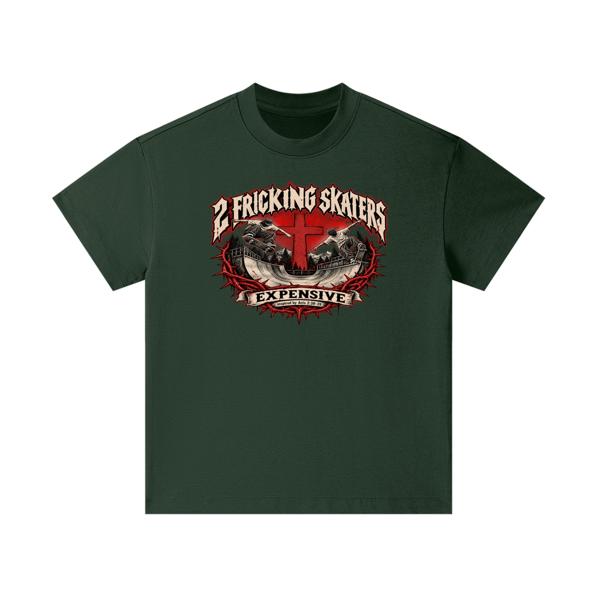 2 FRICKING SKATERS EXPENSIVE inspired by Acts 2:38-39 Kids T-Shirt