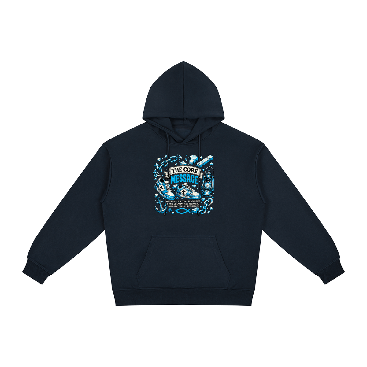 the core message of the bible is God's redemptive story of saving and restoring humanity through Jesus Christ. Hoodie