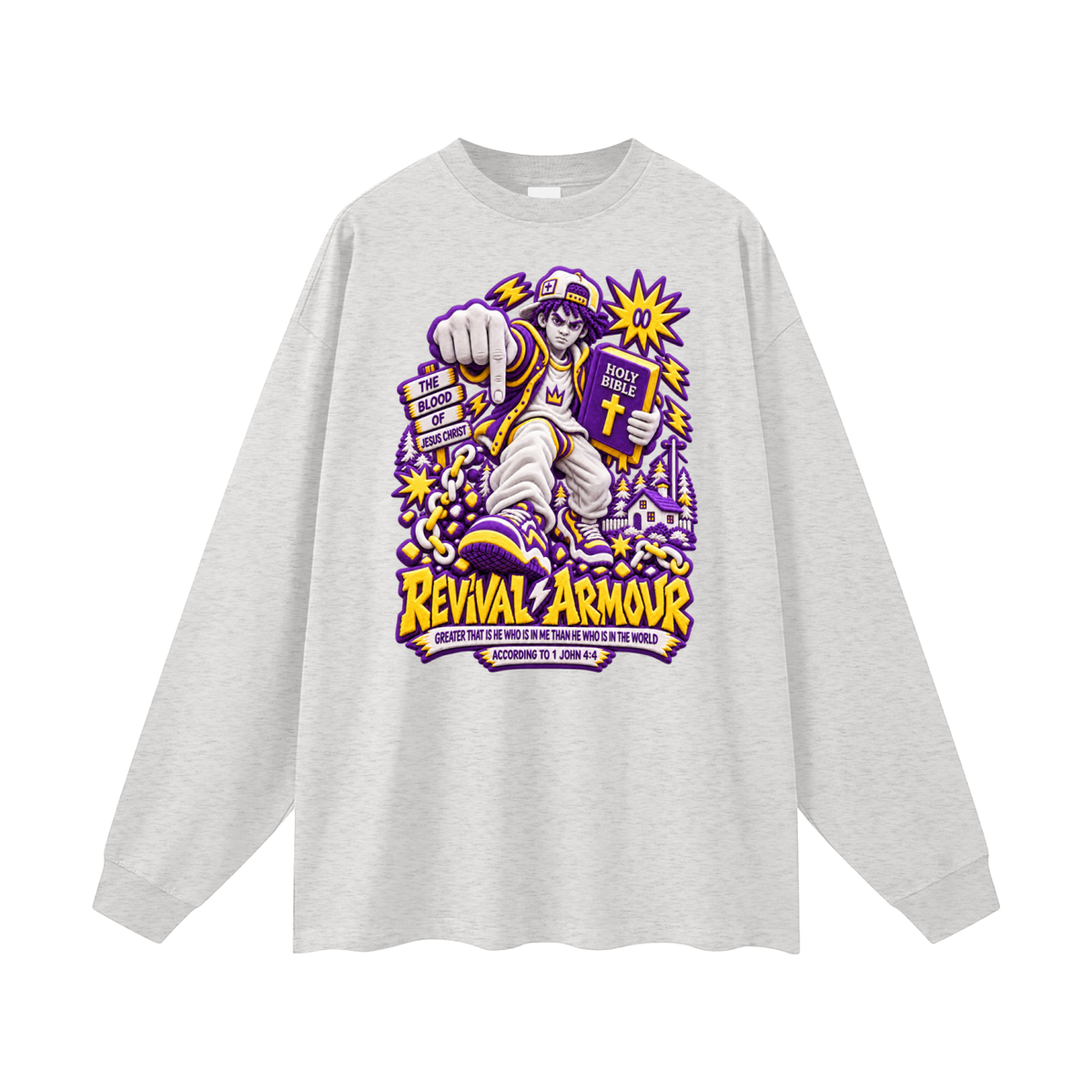 GREATER THAT IS HE WHO IS IN ME THAN WHO IS IN THE WORLD ACCORDING TO 1 JOHN 4:4 Long Sleeve T-Shirt