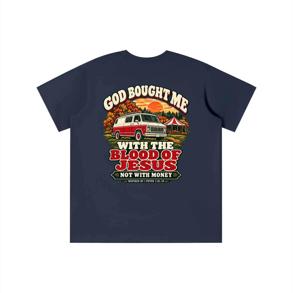 GOD BOUGHT ME WITH THE BLOOD OF JESUS NOT WITH MONEY - INSPIRED BY 1 PETER 1:18-19 - youth T-shirt