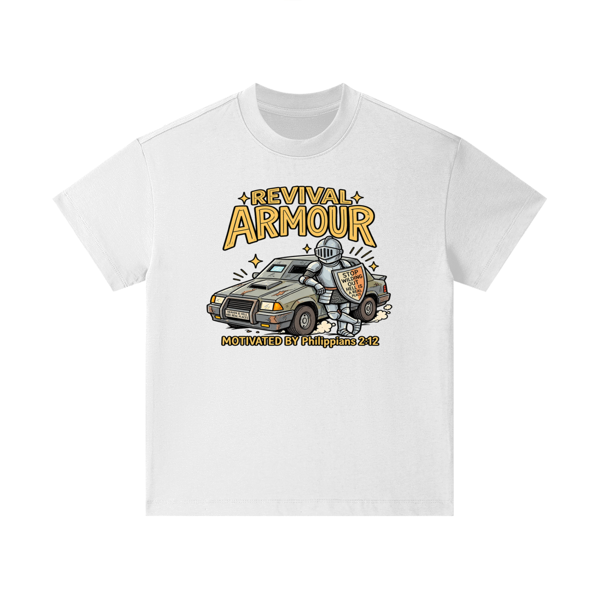 REVIVAL ARMOUR HEAVEN & HELL ARE REAL PLACES STOP WILDING OUT HELL IS A REAL PLACE MOTIVATED BY Philippians 2:12 Kids T-Shirt