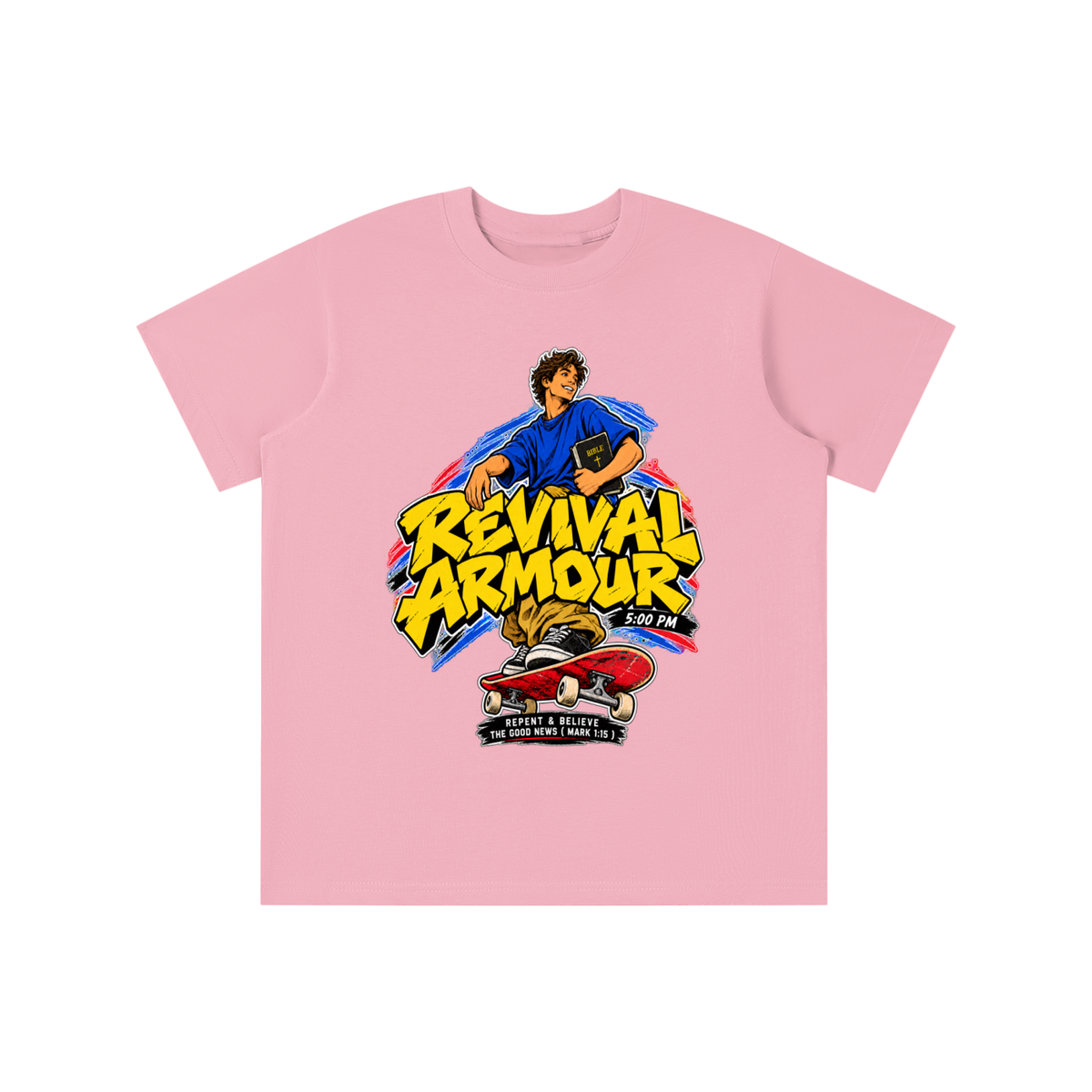 REVIVAL ARMOUR 5:00PM REPENT & BELIEVE THE GOOD NEWS ( MARK 1:15 ) youth T-shirt