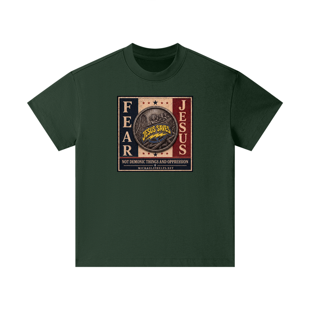 FEAR JESUS NOT DEMONIC THINGS AND OPPRESSION + MICHAELJPHELPS.NET Kids T-Shirt