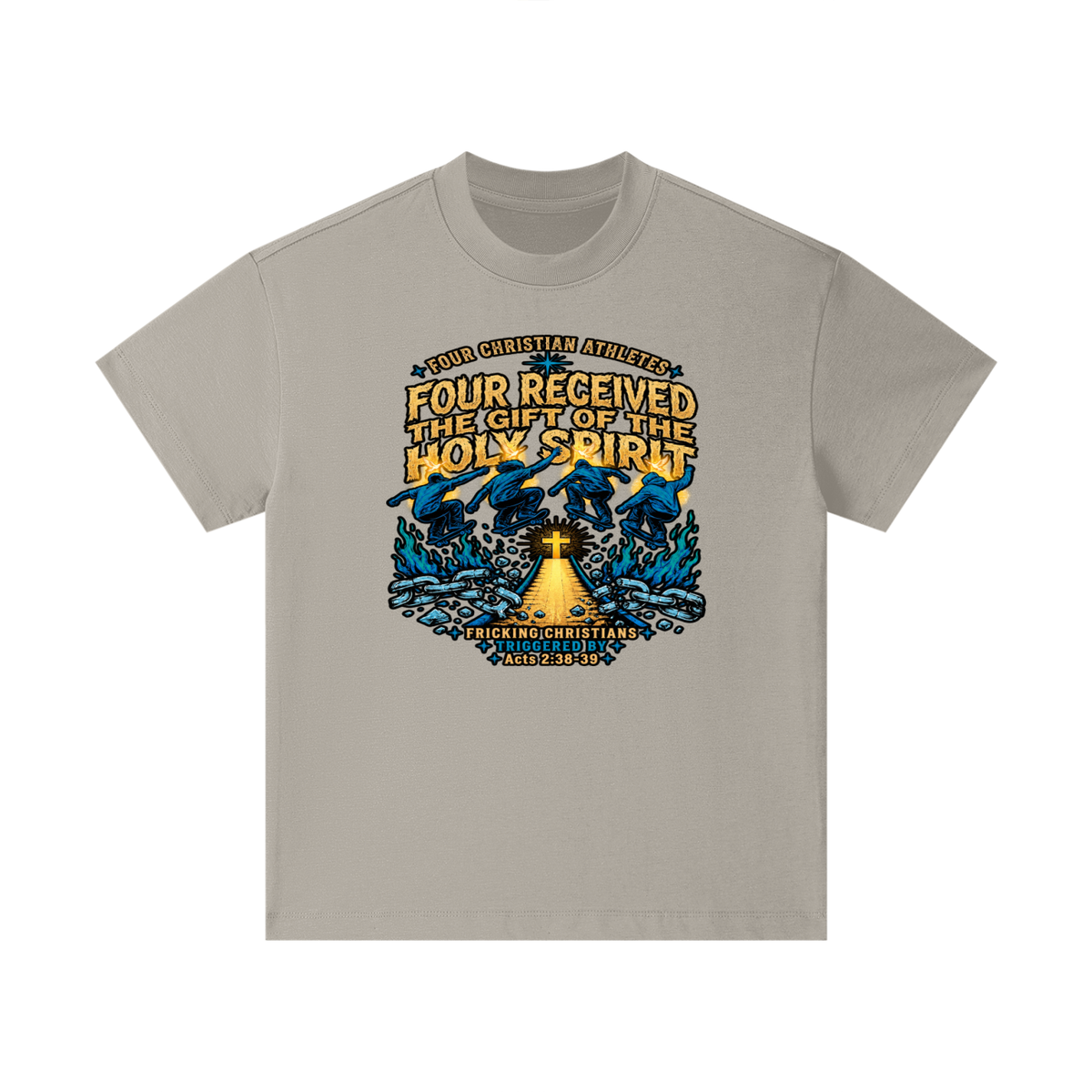 FOUR CHRISTIAN ATHLETES FOUR RECEIVED THE GIFT OF THE HOLY SPIRIT FRICKING CHRISTIANS TRIGGERED BY Acts 2:38-39 Kids T-Shirt