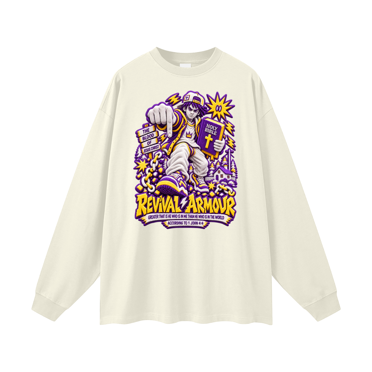 GREATER THAT IS HE WHO IS IN ME THAN WHO IS IN THE WORLD ACCORDING TO 1 JOHN 4:4 Long Sleeve T-Shirt