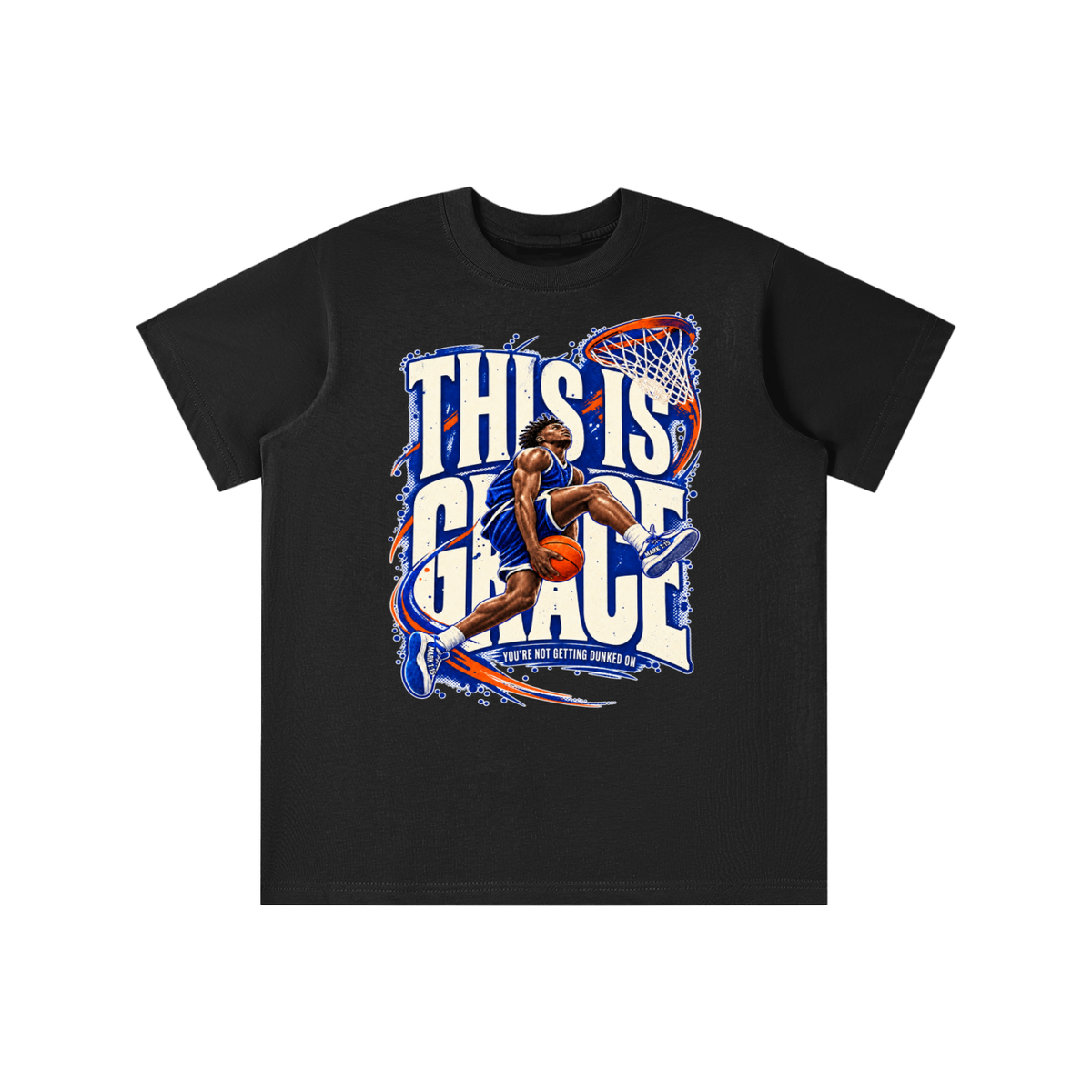 THIS IS GRACE YOU'RE NO GETTING DUNKED ON ( MARK 1:15 IS ON HIS SHOES ) youth T-shirt