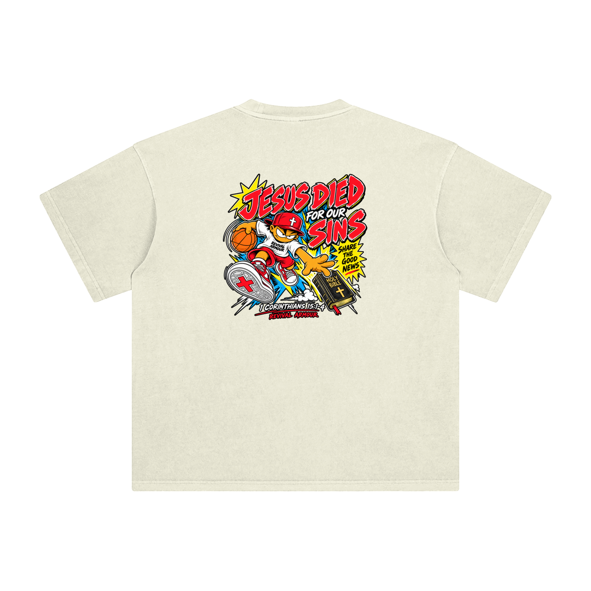 SUBMIT TO JESUS RESIST THE DEVIL AND HE WILL FLEE FROM YOU INSPIRED BY JAMES 4:7 JESUS DIED FOR OUR SINS SHARE THE GOOD NEWS HOLY BIBLE 1 CORTHIANS 15:1-4 REVIVAL ARMOUR T-Shirt