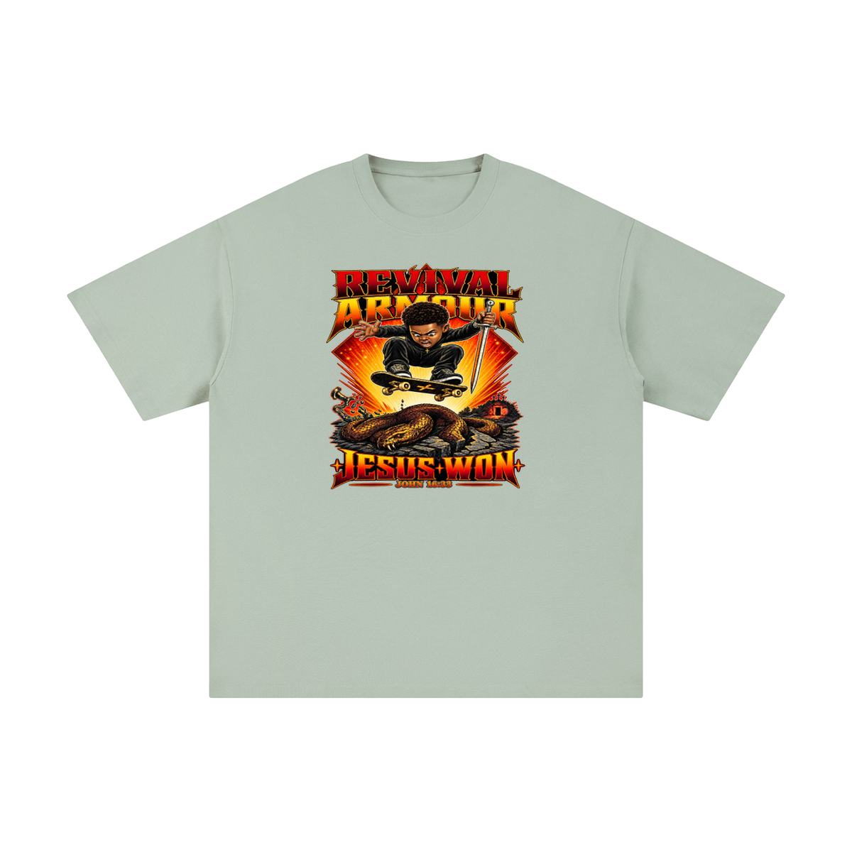 REVIVAL ARMOUR JESUS * WON - JOHN 16:33 - T-Shirt
