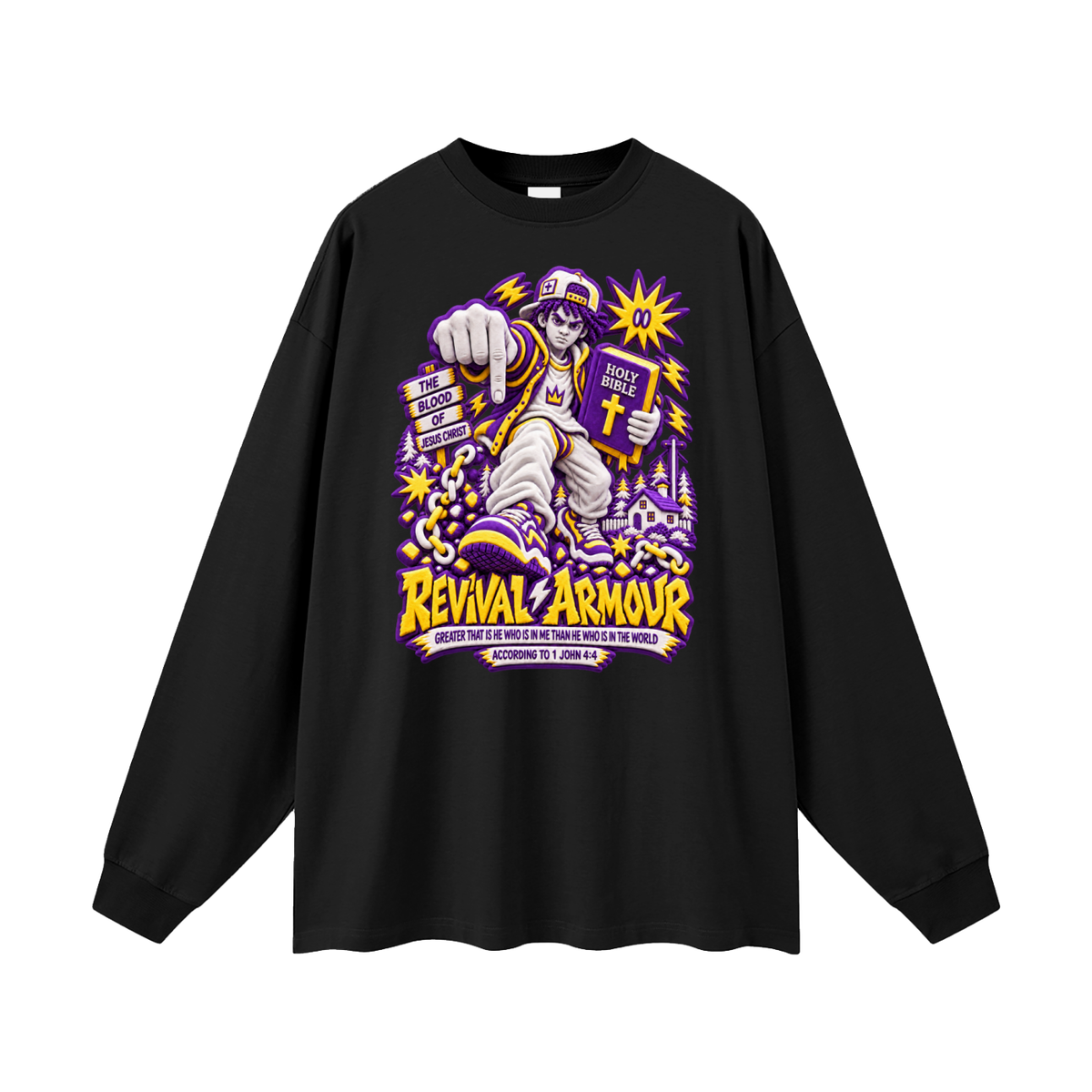 GREATER THAT IS HE WHO IS IN ME THAN WHO IS IN THE WORLD ACCORDING TO 1 JOHN 4:4 Long Sleeve T-Shirt