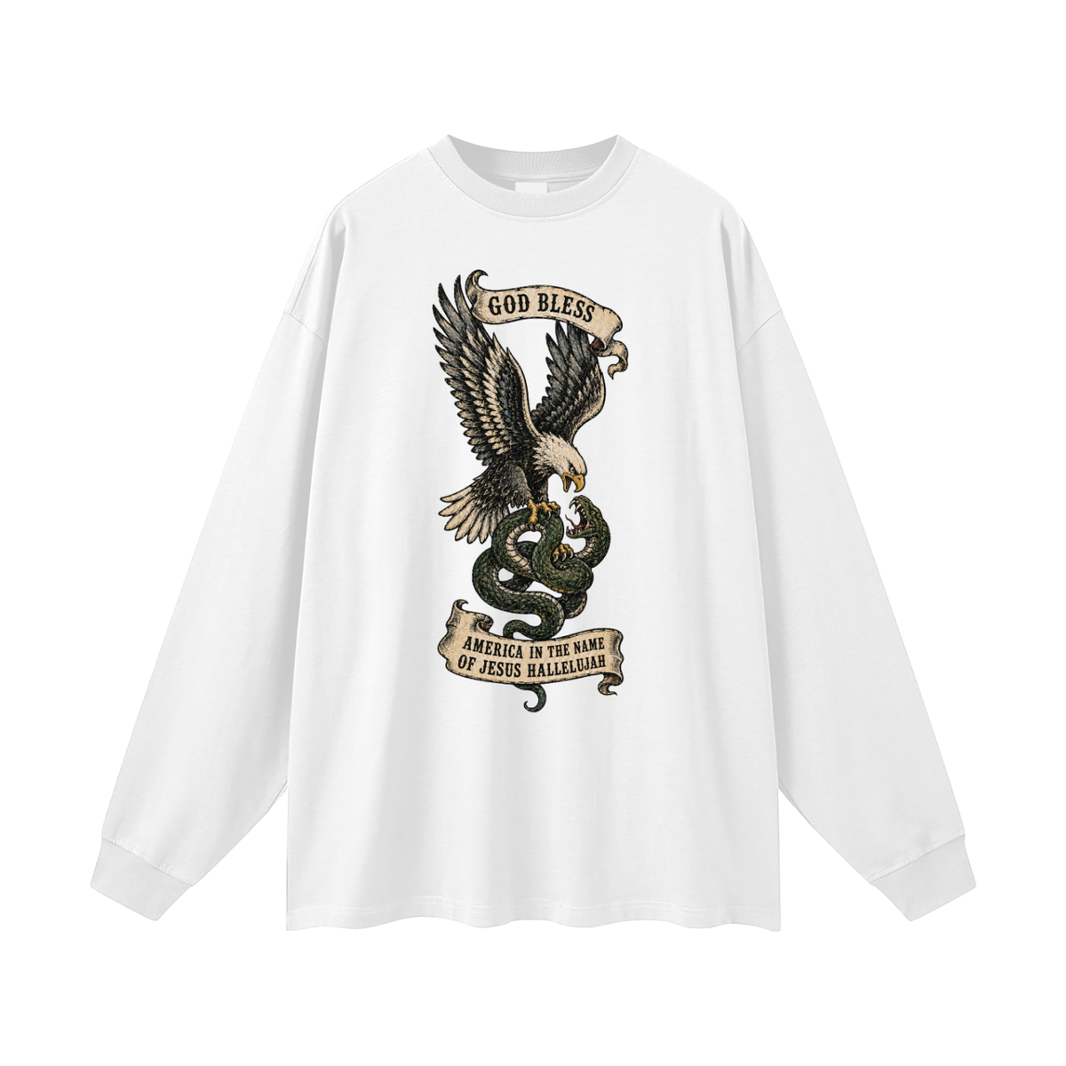GOD BLESS AMERICA IN NAME OF JESUS HALLELUJAH Long Sleeve T-Shirt