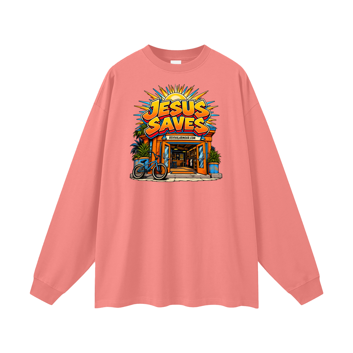 JESUS SAVES REVIVALARMOUR.COM Long Sleeve T-Shirt