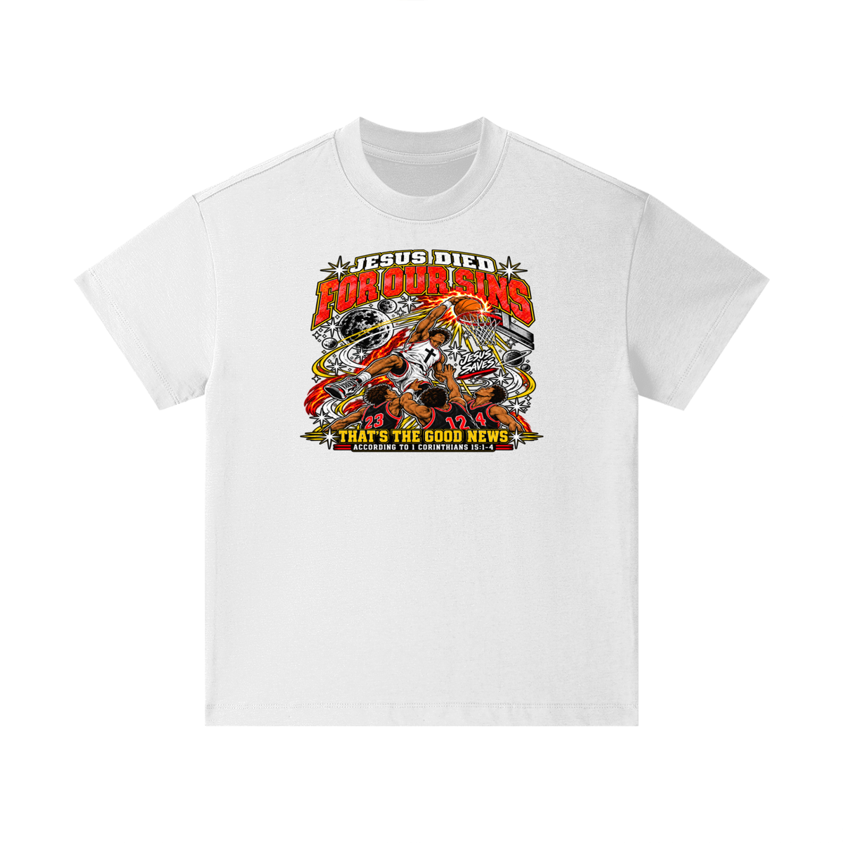 Jesus died for our sins that's the good news according to 1 Corinthians 15:1-4 Kids T-Shirt