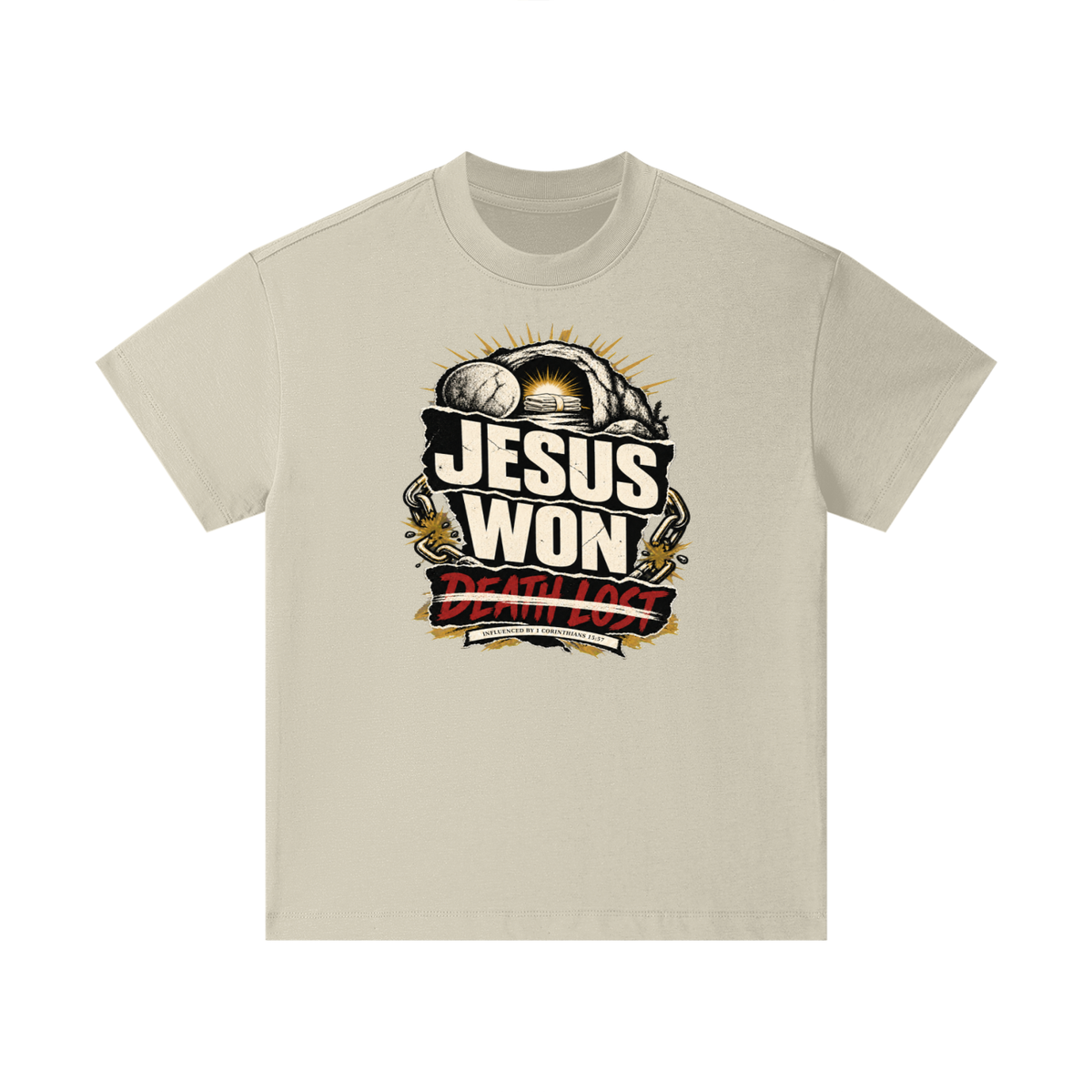 JESUS WON DEATH LOST INFLUENCED BY 1 CORINTHIANS 15:57 Kids T-Shirt