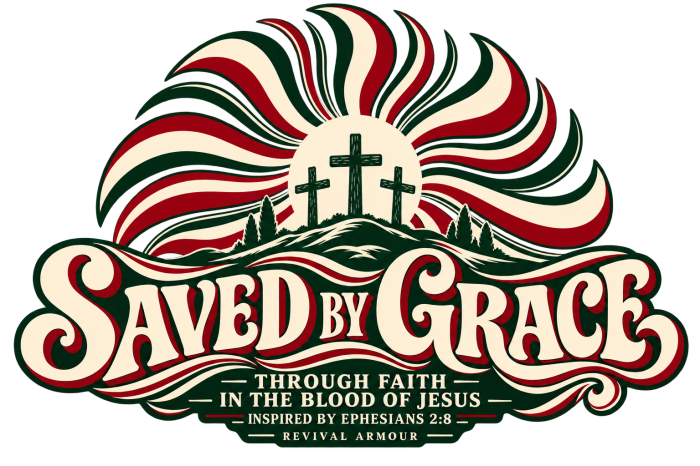 SAVED BY GRACE THROUGH FAITH IN THE BLOOD OF JESUS INSPIRED BY EPHESIANS 2:8 Long Sleeve T-Shirt