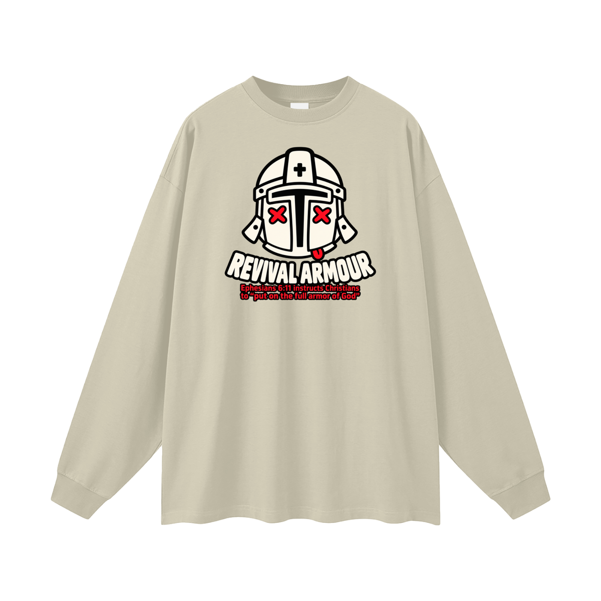 REVIVAL ARMOUR Ephesians 6:11 instructs Christians to "put on the full armor of God" Long Sleeve T-Shirt