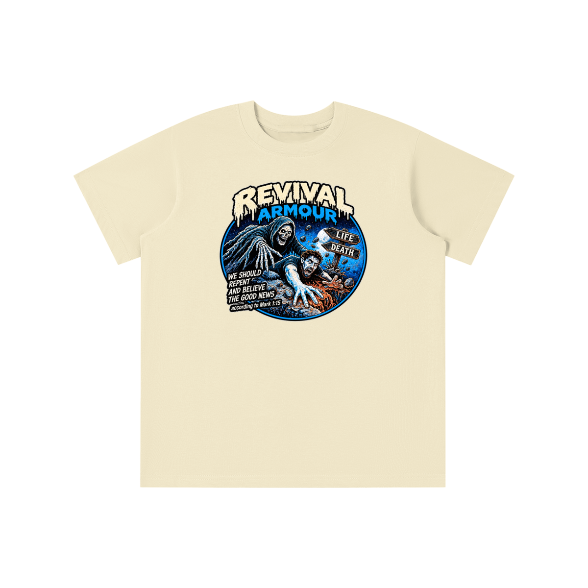 REVIVAL ARMOUR WE SHOULD REPENT AND BELIEVE THE GOOD NEWS according to Mark 1:15 youth T-shirt