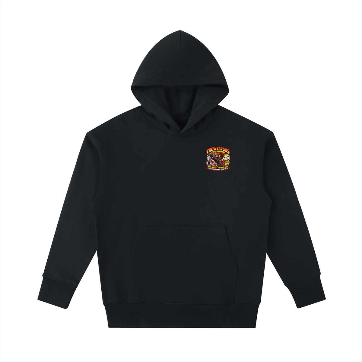 THE WEAPONS OF OUR WARFARE ARE NOT CARNAL INSPIRED BY 2 CORINTHIANS 10:4 BUT MIGHTY THROUGH GOD TO THE PULLING DOWN OF STRONG HOLDS REVIVAL ARMOUR Hoodie
