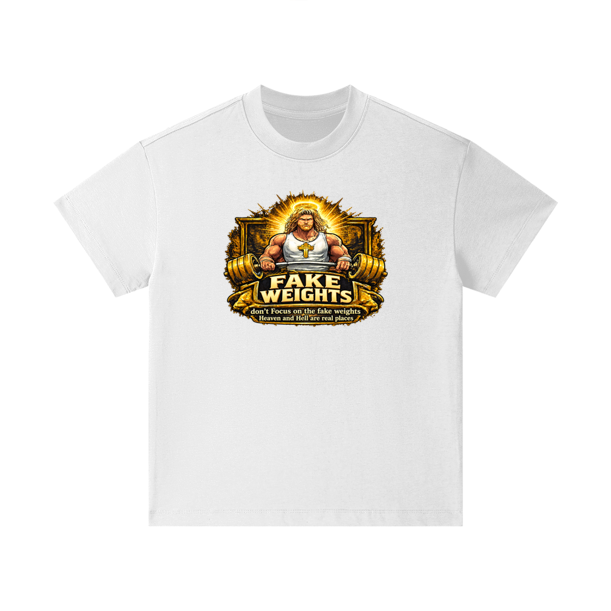 FAKE WEIGHTS don't Focus on the fake weights Heaven and Hell are real places Kids T-Shirt