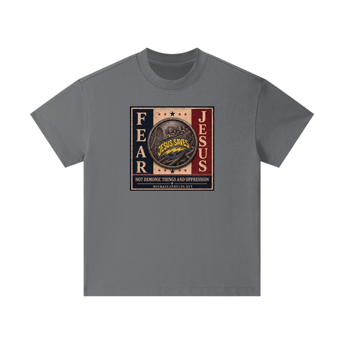 FEAR JESUS NOT DEMONIC THINGS AND OPPRESSION + MICHAELJPHELPS.NET Kids T-Shirt