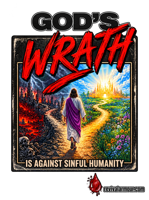 GOD'S WRATH IS AGAINST SINFUL HUMANITY revivalarmour.com Long Sleeve T-Shirt