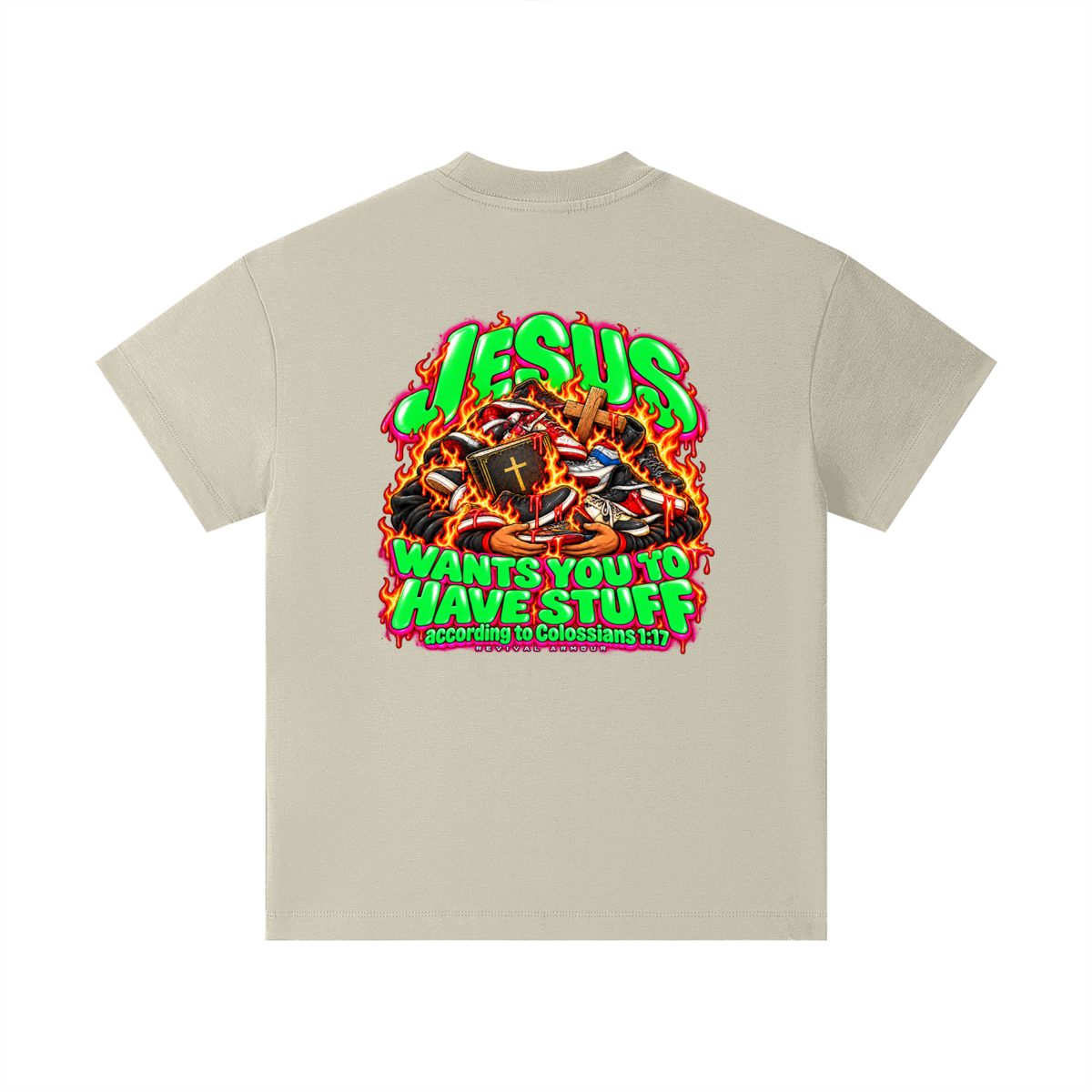 JESUS WANTS YOU TO HAVE STUFF according to COLLISIANS 1:17 Kids T-Shirt