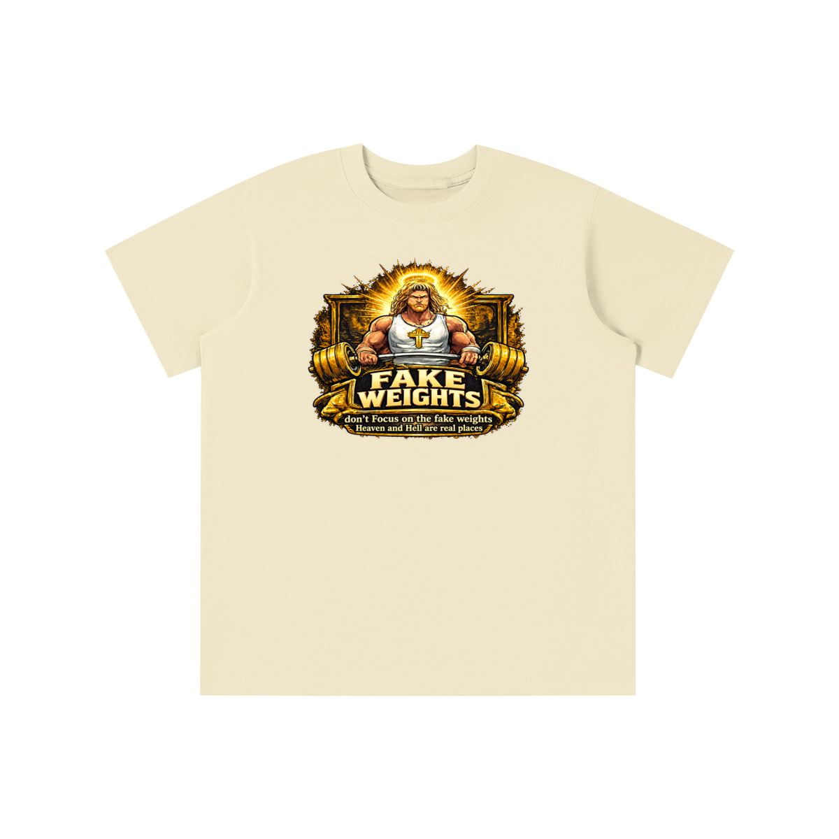 FAKE WEIGHTS don't Focus on the fake weights Heaven and Hell are real places youth T-shirt