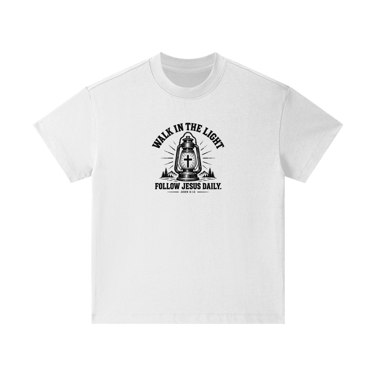 WALK IN THE LIGHT FOLLOW JESUS DAILY. - JOHN 8:12 Kids T-Shirt