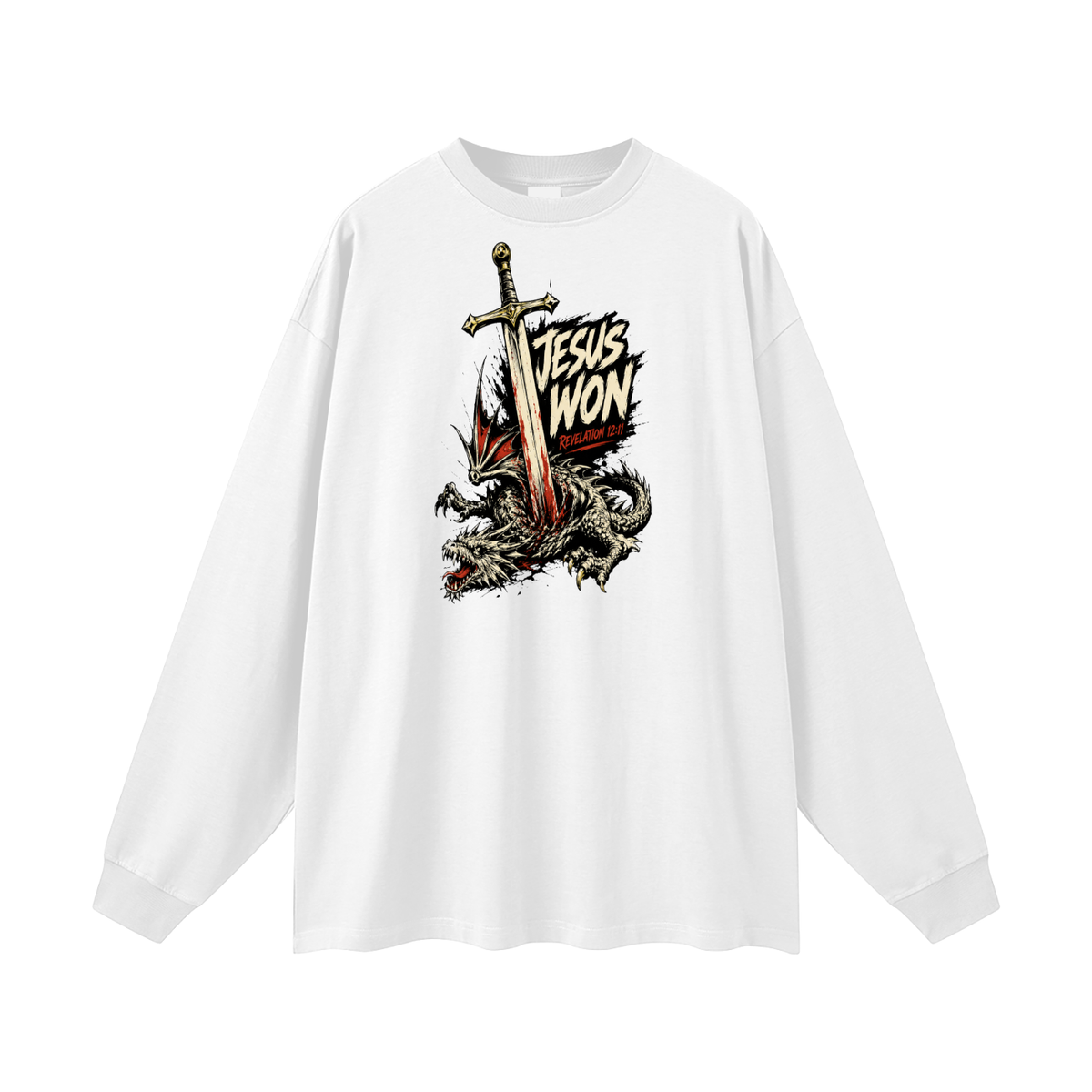 Jesus Won Revelation 12:11 Long Sleeve T-Shirt