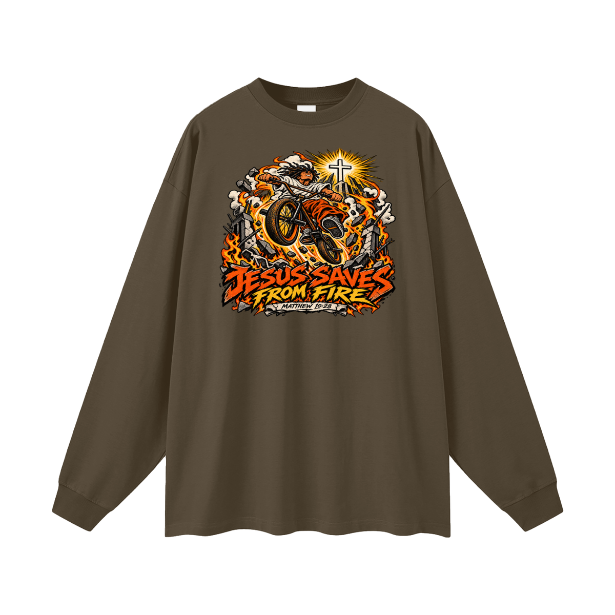 JESUS SAVES FROM FIRE Long Sleeve T-Shirt