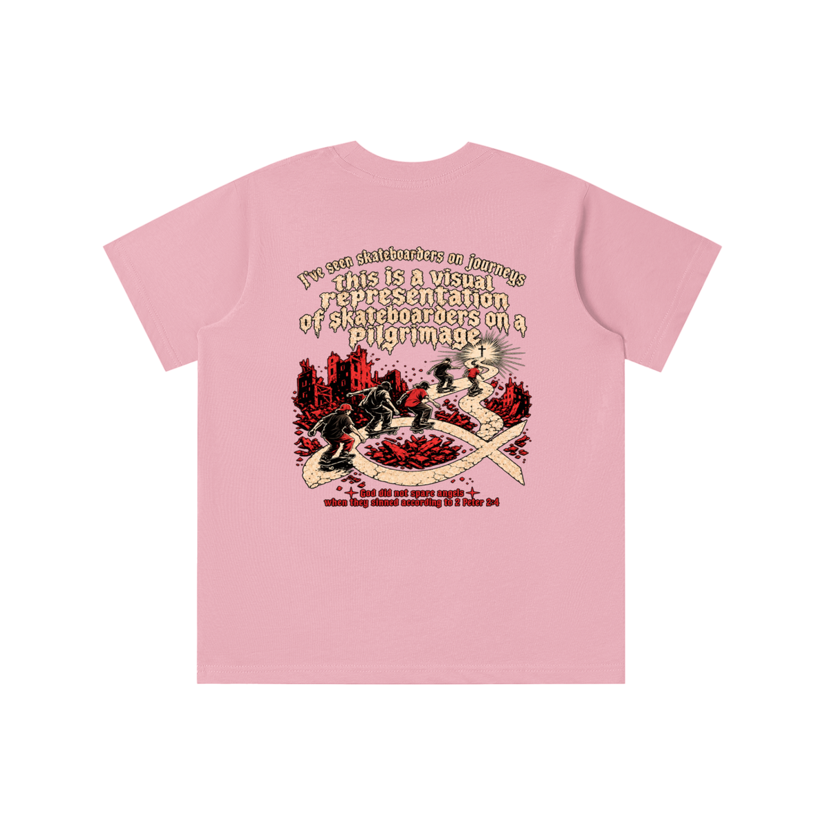 skateboarders on a pilgrimage youth T-shirt