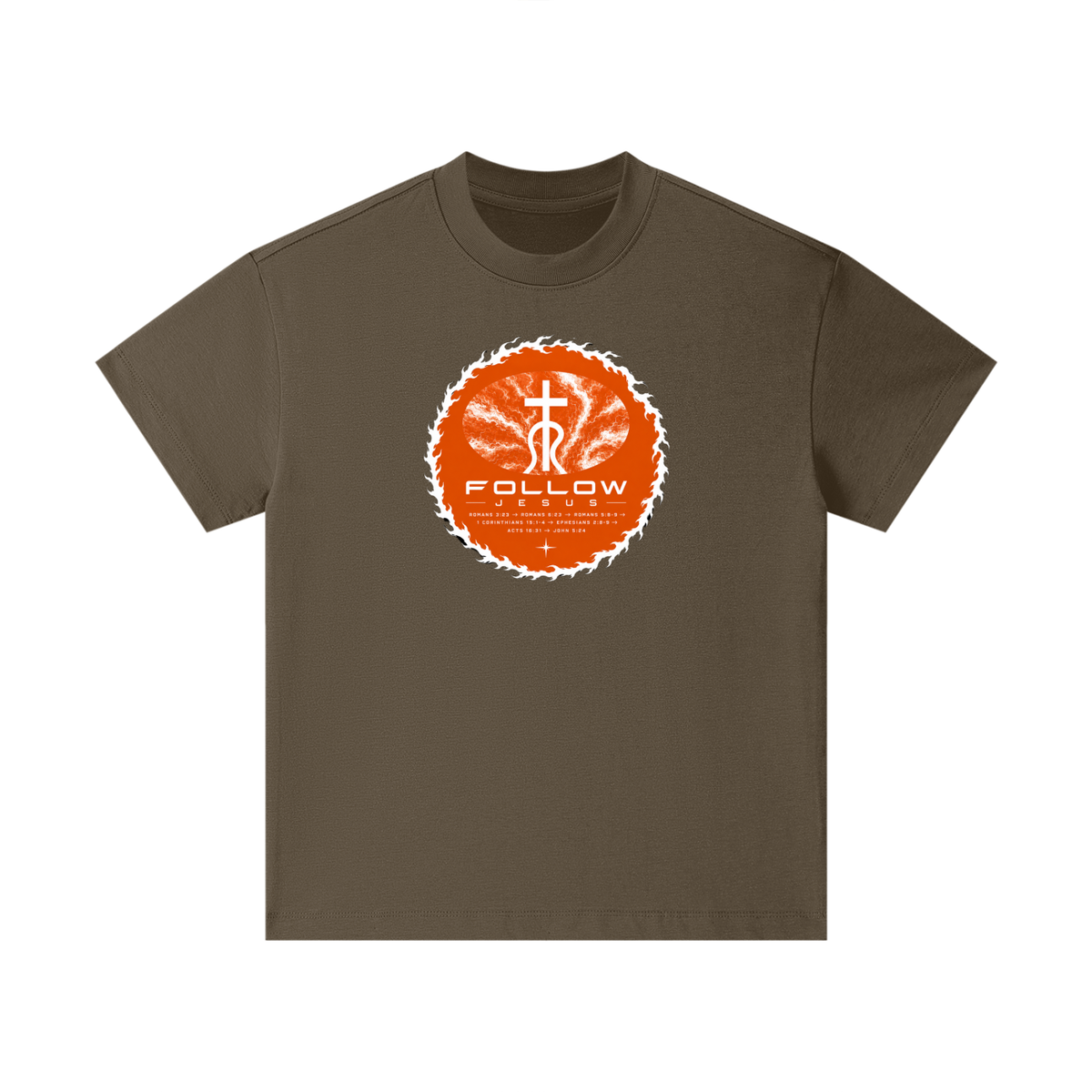 Follow Jesus Romans 3:23 -> Romans 6:23 -> Romans 5:8-9 -> 1 Corinthians 15:1-4 -> Ephesians 2:8-9 -> Acts 16:31 -> John 5:24 Kids T-Shirt