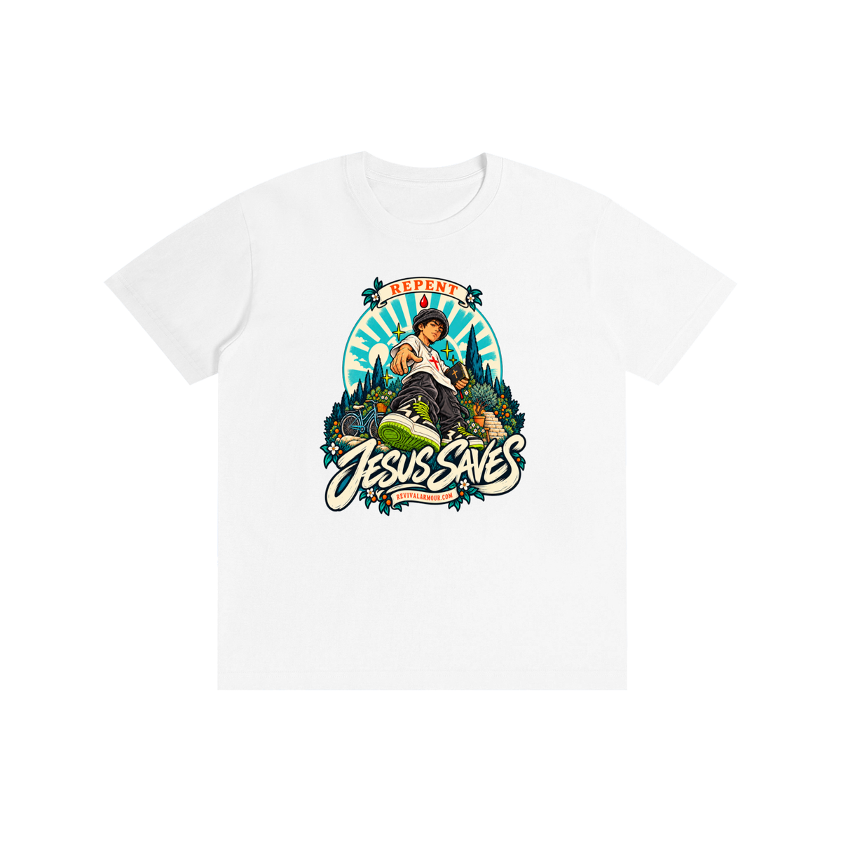 REPENT JESUS SAVES REVIVALARMOUR.COM T-Shirt