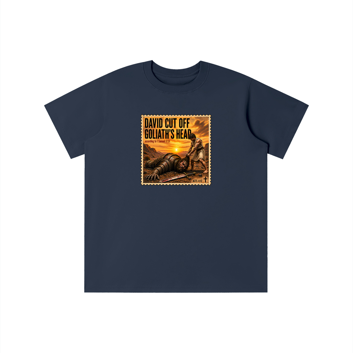 David cut off Goliath's head according to 1 Samuel 17:51 youth T-shirt