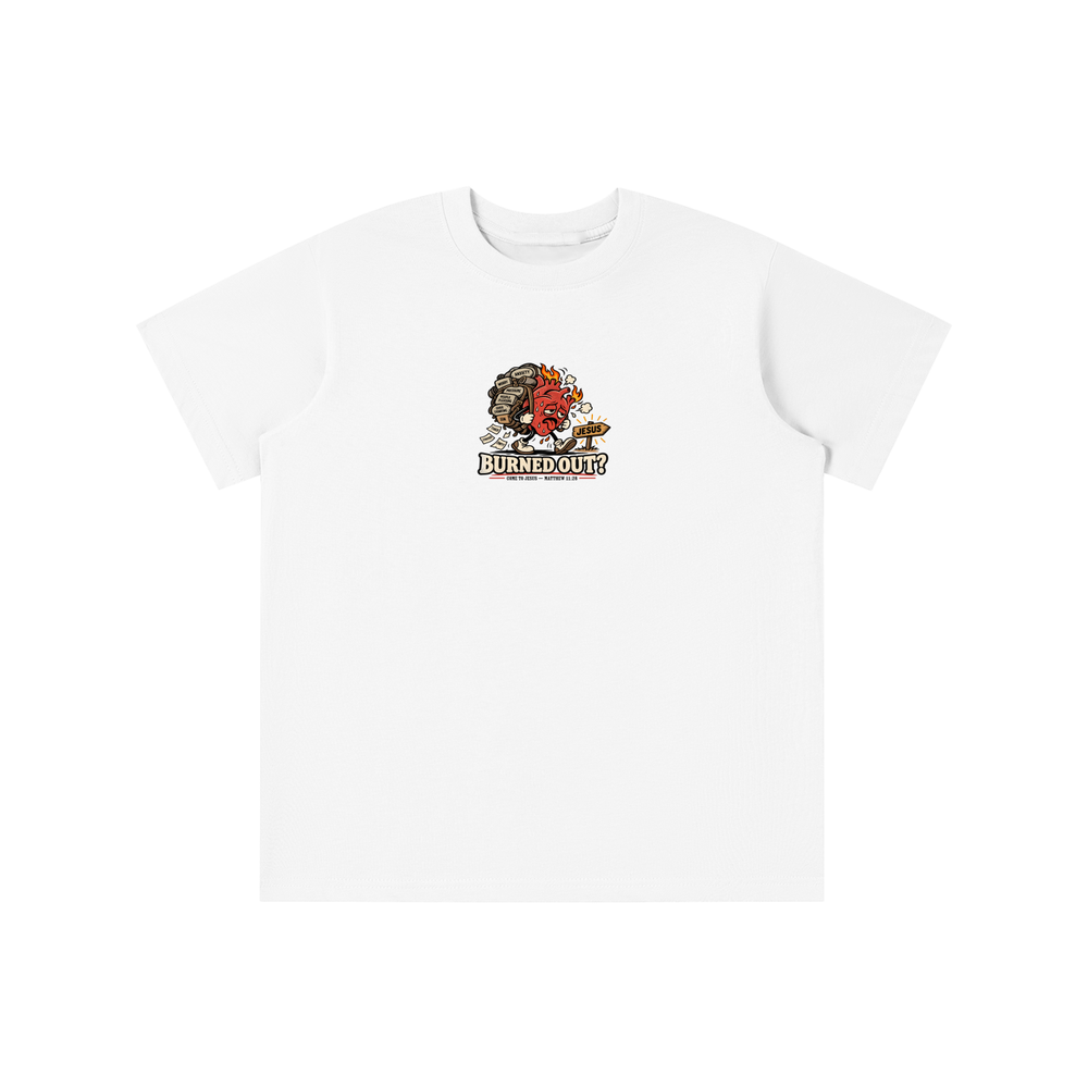 BURNED OUT? COME TO JESUS MATTHEW 11:28 youth T-shirt