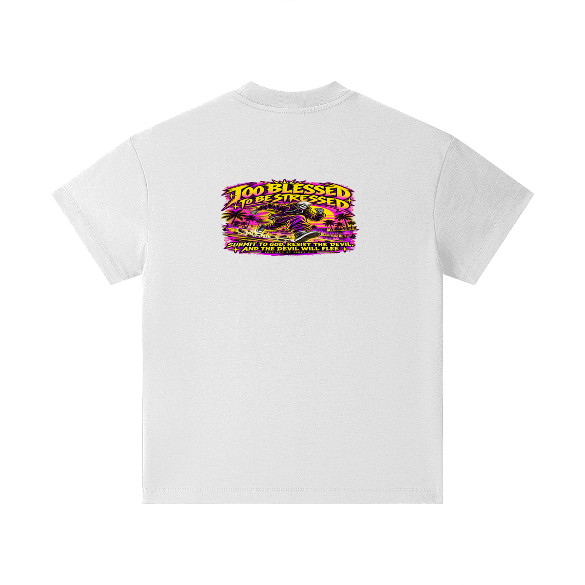 TOO BLESSED TO BE STRESSED SUMIT TO GOD, RESIST THE DEVIL, AND THE DEVIL WILL FLEE INSPIRED BY JAMES 4:7 Kids T-Shirt