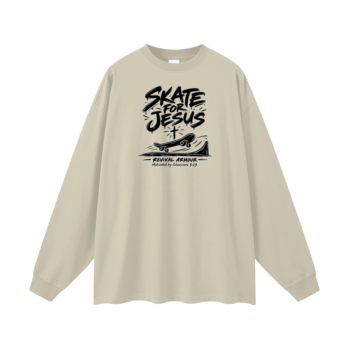 SKATE FOR JESUS REVIVAL ARMOUR Motivated by Colossians 3:23 Long Sleeve T-Shirt