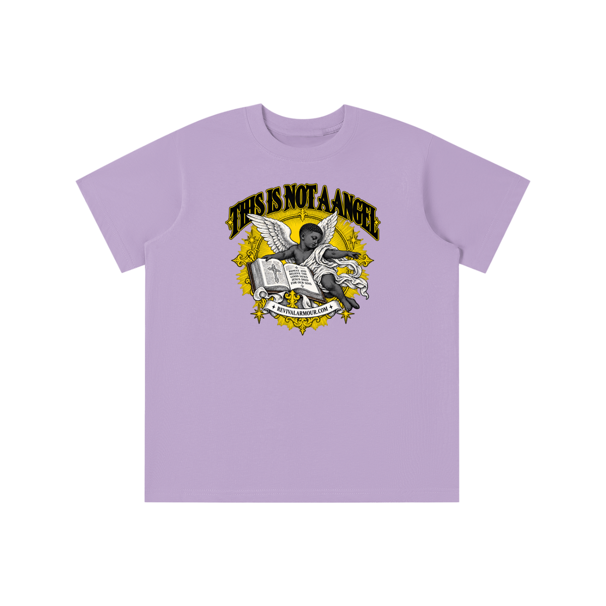 THIS IS NOT A ANGEL REPENT AND BELIEVE THE GOOD NEWS JESUS DIED FOR OUR SIN REVIVALARMOUR.COM youth T-shirt