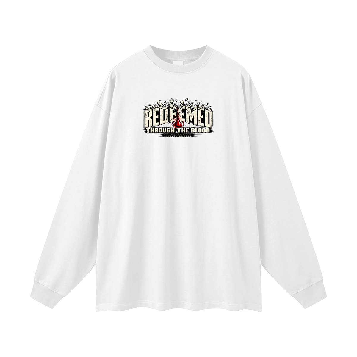 REDEEMED THROUGH THE BLOOD - EPHESIANS 1:7 - Long Sleeve T-Shirt